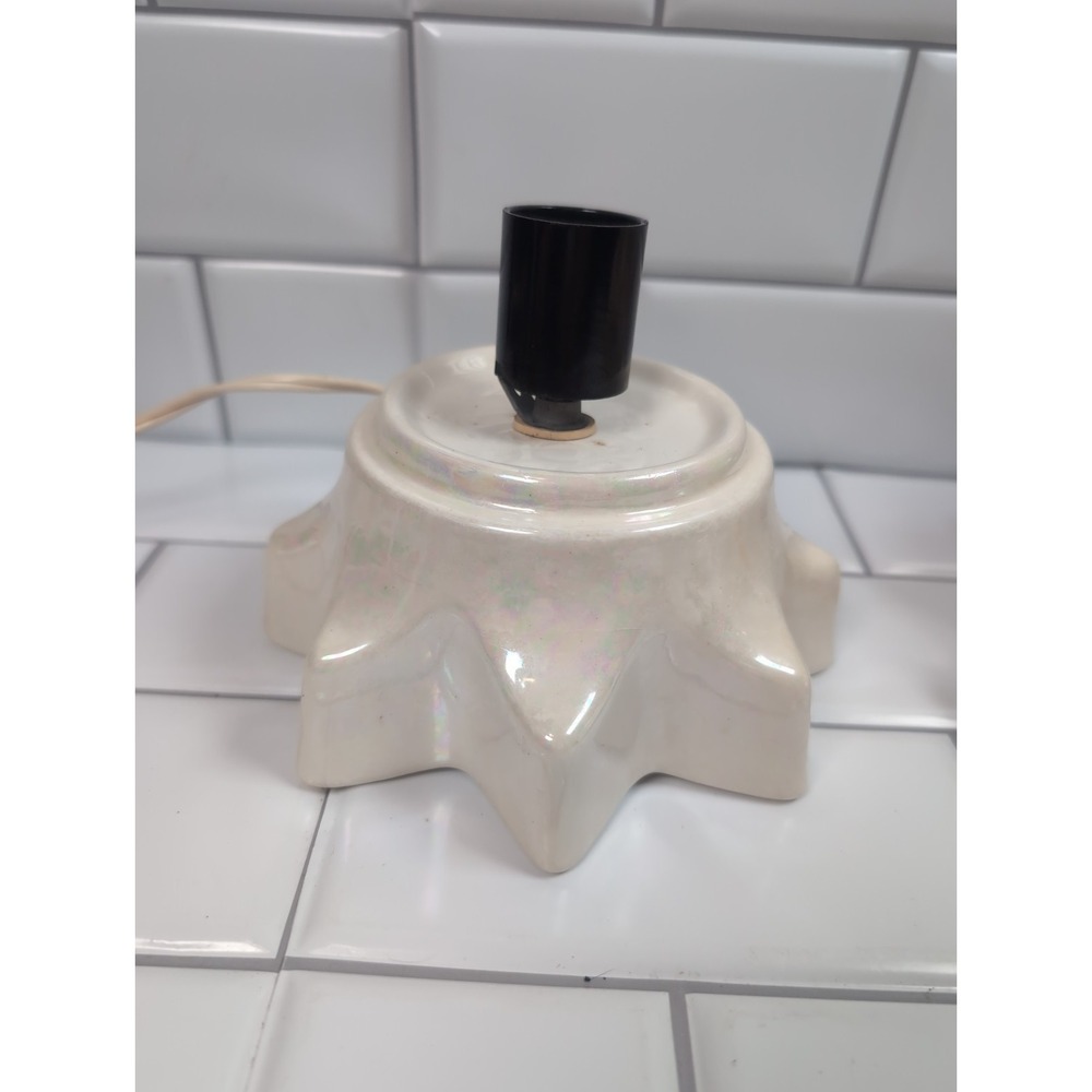 13" Vintage Ceramic Lighted Christmas Tree Lusterware White W/Gold  Bulbs - Picture 6 of 16